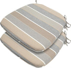 Outdoor Chair Cushions Set of 2,Patio Seat Cushion 17"x16"x2",U-Shaped Dining Chair Cushion 17 by 16 Inch,Water Resistant,Fade-Resistant Chair Pads for Kitchen Garden Furniture(Gray Stripe)