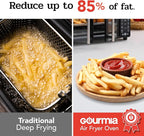 Gourmia Toaster Oven Air Fryer Combo 17 cooking presets 1700W french door digital air fryer oven 24L capacity accessories, convection rack, baking pan tray recipe book GTF7460,Large,Black