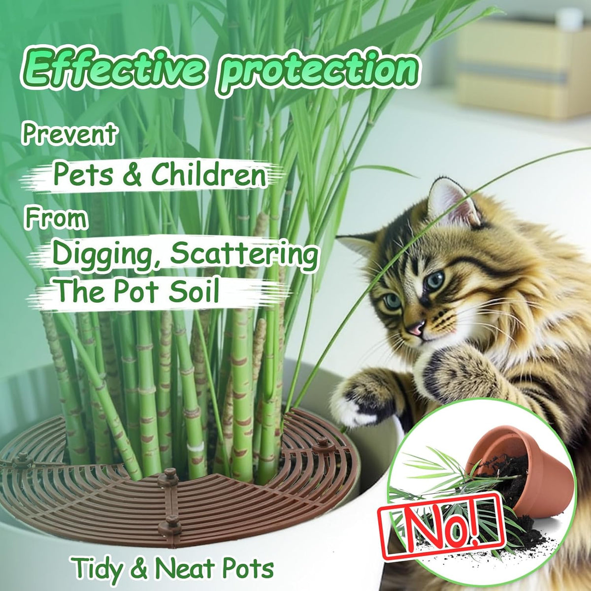 Plant Pot Cover, 3 Pack Planter Protectors Flower Pot Gird for Indoor Potted Soil Cover Round Plant Pot Protector from Animals Protect Plant Pad Cats Plant Soil Deterrent Diameter 11.8 Inch
