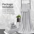 8-Piece Premium Towel Set for Bathroom|2 Oversized Large Bath Sheet,2 Hand Towels,4 Washcloths|Soft Cozy Highly Absorbent Fast Dry Microfiber Shower Towel Set for Hotel Bathroom Essentials,Black White