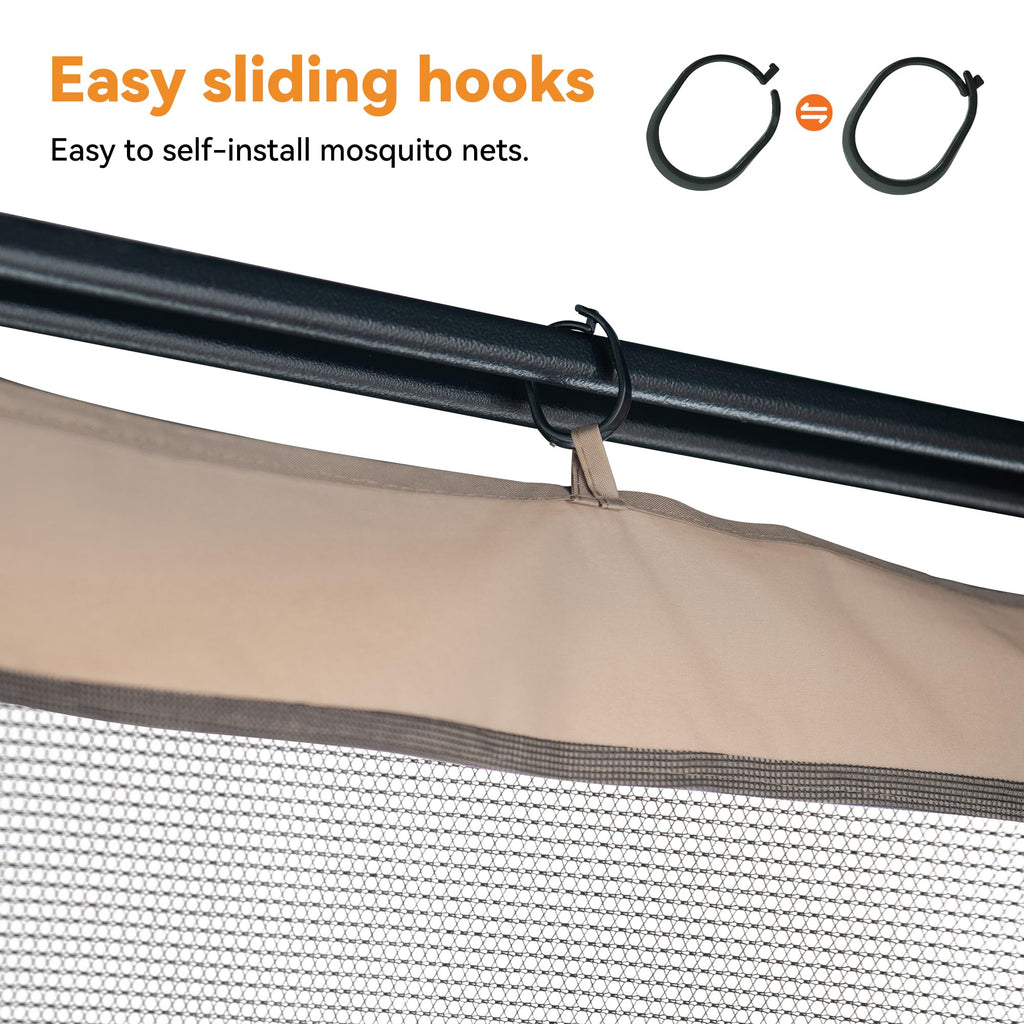 Covered Outdoor Gazebo Mosquito Netting Replacement Universal 4-Panel Sidewalls 11' x 13', Outdoor Gazebo Mosquito Nettings with Double Zipper, Replacement for Patio Canopy, Garden (Mosquito Net Only)