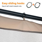 Covered Outdoor Gazebo Mosquito Netting Replacement Universal 4-Panel Sidewalls 11' x 13', Outdoor Gazebo Mosquito Nettings with Double Zipper, Replacement for Patio Canopy, Garden (Mosquito Net Only)