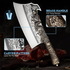 ROCOCO 2lb Dragon Butcher Knife Heavey Duty Cleaver Knife for Meat Bone Cutting 9.5" Cool Big Viking Camping Chopper Cutter with Sheath Birthday Father Mother Christmas Gift Idea Men