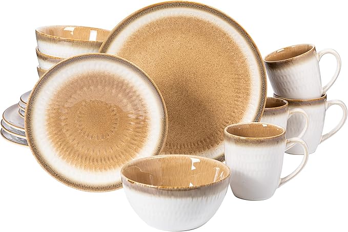 Gibson Elite Moonstruck 16-Piece Dinnerware Set, Orange, Service for 4 (16pcs)