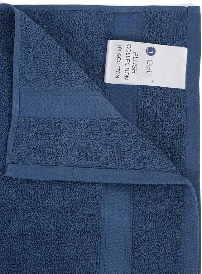 Casa Lino 4 Pack Hand Towels for Bathroom, 18"x28", 100% Cotton, Ultra Soft & Highly Absorbent, Premium Luxury Towels for Gym, Shower, Hotel, New Apartment Essentials, Navy