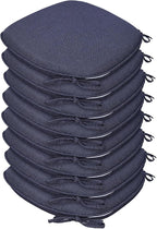 SleepMan Outdoor 17"x16" Chair Cushions with Ties Set of 8, Water Resistant All Weather U-Shape Seat Pads for Patio Garden Furniture Indoor Fade Resistant Patio Cushions (Blue Grey)