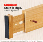 Night Tree Expandable Bamboo Drawer Dividers – Spring-Loaded Wooden Organizers for Clothes, Kitchen Utensils, Bathroom, and Dresser Drawers (14.5" to 16.5")