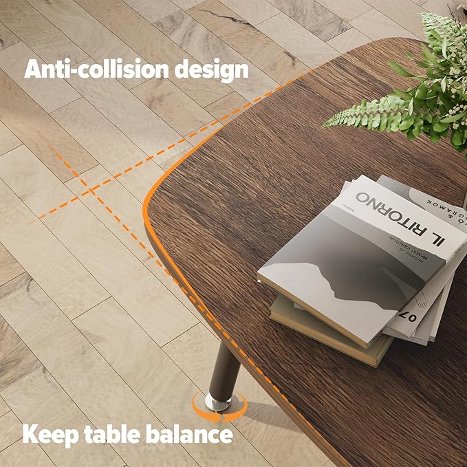 WOHOMO Folding Coffee Table Rustic Small Coffee Tables for Living Room Farmhouse Portable Table for Small Spaces Rectangular Mid Century Coffee Table, No Assembly 39.3 * 19.6 * 17.7IN, Walnut