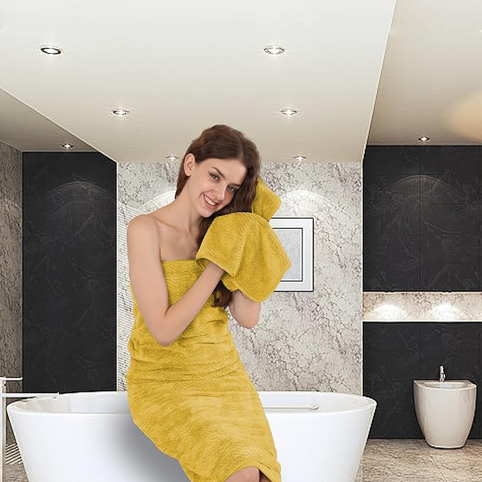 Ultra Soft Bath Towel Set of 4, Extra Large Textured Microfiber Luxury Towels 35x70 in, Quick Dry, Highly Absorbent, Fluffy, Oversized, for Bathroom Shower Pool Hotel Beach