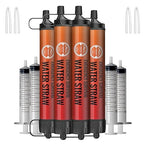 Water Filter Straw, Emergency Water Filtration System, Personal Water Purifier, Outdoor Survival Gear and Equipment for Hiking Camping Accessories Travel Fishing Emergency Preparedness (4PCS)