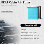 CF11183 Cabin Air Filter With Activated Carbon For Do dge Durango 2011-2023, Je ep Grand Cherokee 2011-2021,Grand Cherokee WK 2022