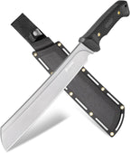 NedFoss 16" Survival Machete with Sheath, D2 Steel 0.22" Thick Full Tang Blade Machete Knife with Flat Grinding, Machete for Cutting Trees, for Yard Work, Clearing Brush with TPE Handle