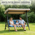 Porch Swing Cushions,Outdoor Cushions 3 Seater Replacement with Backrest, Waterproof Thickened Bench Cushion with Ties for Porch, Patio,Outdoor, Backyard and Garden (Sky Blue 60 * 40 in)