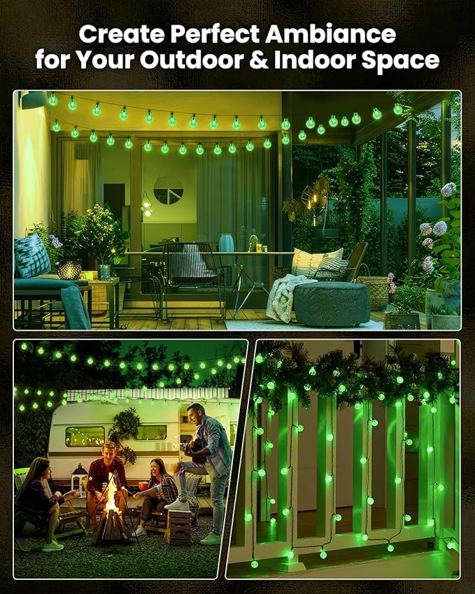 Brightown Solar String Lights Outdoor 60 Led 35.6 Feet Crystal Globe Lights with 8 Lighting Modes, Waterproof Solar Powered Patio Lights for Garden Yard Porch Wedding Party Decor (Green)