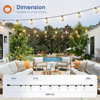 addlon 200FT(50FT*4) LED Outdoor Lights Waterproof Patio Lights with 64 Shatterproof ST38 Replaceable Bulbs(4 Spare), Dimmable Outside Hanging Light Connectable for Porch, Backyard