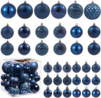 LANGXUN 36pcs Midnight Blue Christmas Tree Decorations Balls, Bolas De Navidad, 2025 Christmas Decor, Indoor Outdoor Shatterproof Christmas Ornaments, Xmars Party Wedding Suppiles