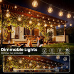 RTTY Outdoor String Lights 25 FT, G40 Led Patio Globe Lights with 13pcs Bulbs,Waterproof Shatterproof Dimmable Connectable Hanging for Cafe Bistro Backyard Gazebo Balcony Deck Party