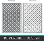 Pauwer Waterproof Outdoor Rug 6x9, Reversible Plastic Straw Patio Camping Rug, Indoor Outdoor RV Mat Carpet for Deck, Camper, Porch, Balcony, Backyard, Picnic, Geometric Grey