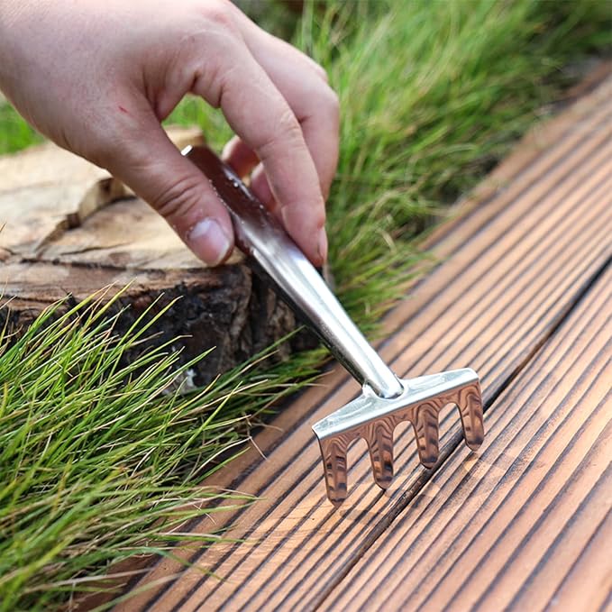 3 Pieces Mini Garden Tools Set, Stainless Steel Shovel Rake Spade Gardening Kit Lightweight Hand Trowel Transplant Trowel Hand Rake for Loose Succulents Potted Flower Seedling Soil