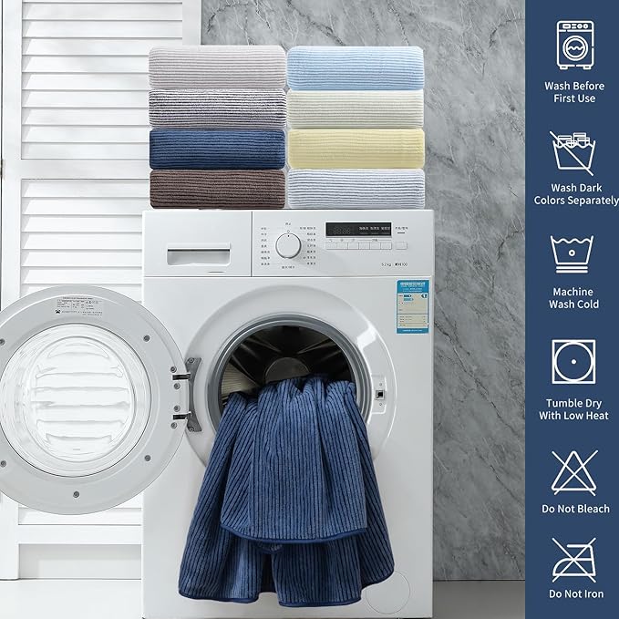 8-Piece Premium Towel Set for Bathroom|2 Oversized Large Bath Sheet,2 Hand Towels,4 Washcloths|Soft Cozy Highly Absorbent Fast Dry Microfiber Shower Towel Set for Hotel Bathroom Essentials,Navy Blue