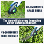 ZEITE 7.2V Grass Shear & Shrubbery Trimmer, 2-in-1 Cordless Grass Cutter and Mini Hedge Trimmer, Rechargeable Li-ion Battery and Charger,Long Handle,Versatile Garden Tool for Grass & Bush Trimming