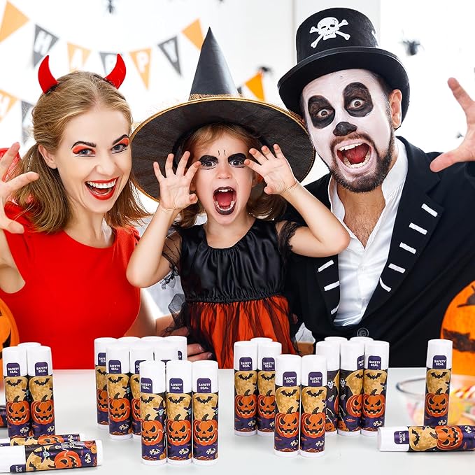 DMSKY 60 Pcs Halloween Lip Balm Bulk, Halloween Party Favors Bulk, Halloween Goodie Bags Fillers for Trick or Treat