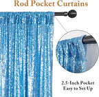 ShinyBeauty Sequin Curtains 4 Panels Baby Blue | Sparkle Photo Backdrop for Parties & Events | 2Ft x 8Ft Shimmer Fabric Background | Elegant & Durable | Perfect for Weddings & Baby Showers