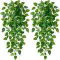 Sggvecsy Fake Hanging Plants 2 Pcs Artificial Hanging Plants Fake Ivy Vine Faux Pothos Vines Artificial Ivy Leaves Greenery Plant for Room Patio Home Indoor Outdoor Shelf Wall Garden Decor(No Baskets)
