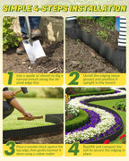 Velway Corrugated Metal Garden Edging - 6" H x 40Ft Sturdy Landscape Edging Border for Lawn, Flower Bed, Paver Edging and Garden Fence - Black