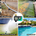 RESTMO Sprinkler Timer with Brass Inlet, Water Timer for Garden Hose, Rain Delay/Manual/Automatic for Outdoor Faucet, Drip Irrigation and Lawn Watering System