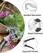 Pruning Shears for Gardening, 2 Pack Garden Scissors for Cutting Fresh Flowers, Floral Clippers for Plants, Fruits (Black)
