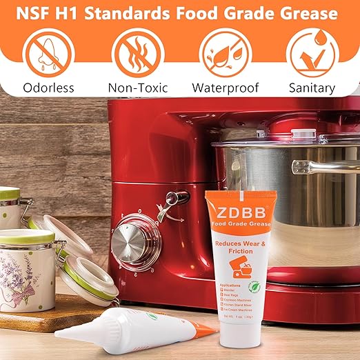 Food Grade Grease Lubricant for Kitchenaid Mixer NSF H1 Food Service Equipment Lube Coffee Machine Grease for Soft Serve Machines Yogurt Ice Cream Machine, Prevent Wear and Rust, 1 oz 2-Pack