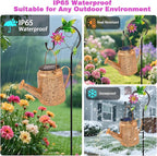 VOOKRY 2 Pack Hummingbird Metal Solar Watering Can Lights, Solar Lights Outdoor Waterproof, Gifts for Women Mom Mother's Day, Hanging Lanterns Decorative Garden Decor for Outside Yard Patio Lawn