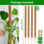 4 Pack Moss Pole, 63-Inch Moss Poles for Plants Monstera,Bendable Plant Support Stakes for Climbing Plants Indoor, Garden Trellis Plant Stick for Potted Plants, Pothos Philodendron
