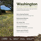 Eden Brothers Washington Wildflower Mixed Seeds for Planting, 1 oz, 30,000+ Seeds with Cosmos, Bluebell | Attracts Pollinators, Plant in Spring or Fall, Zones