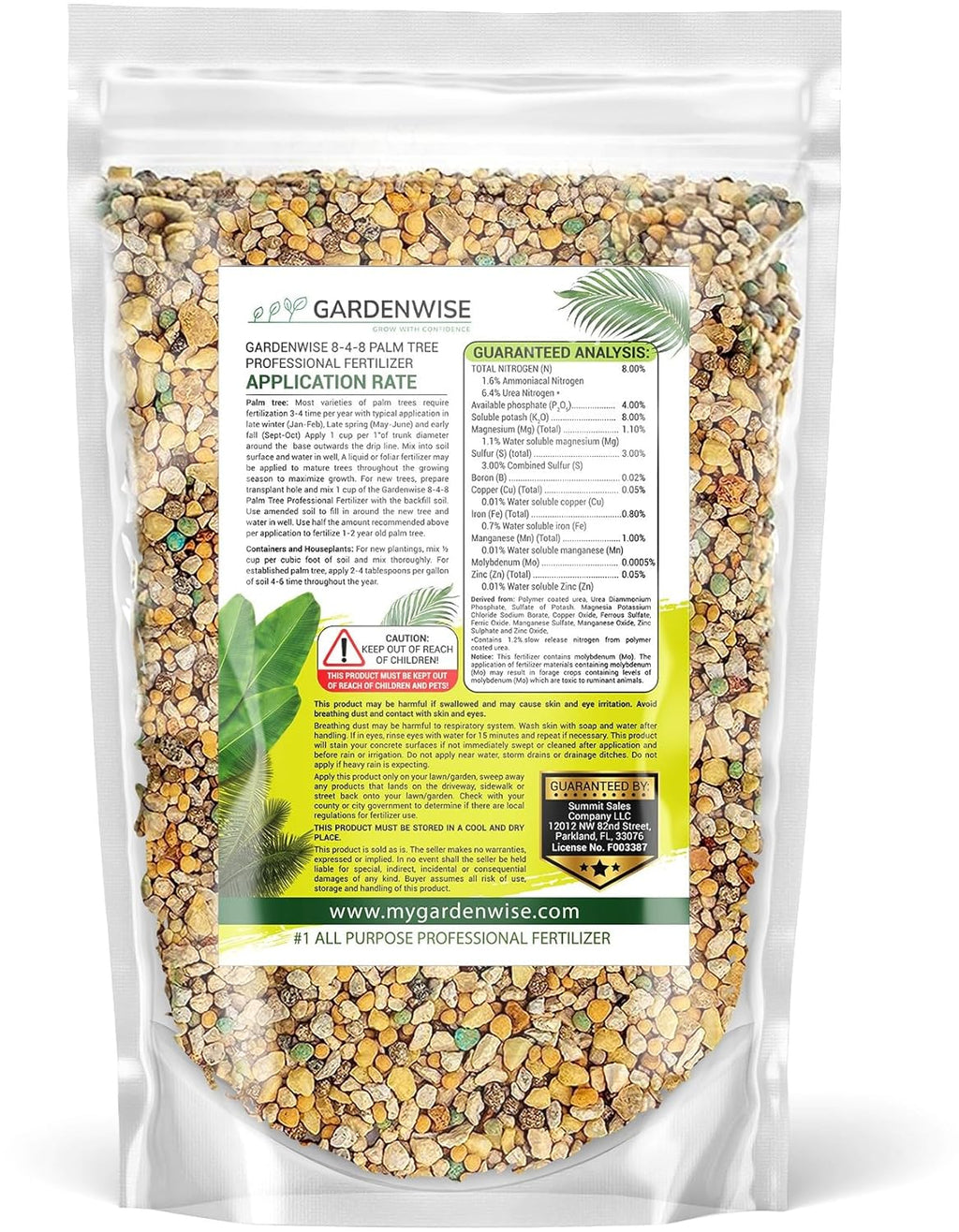 8-4-8 Professional Palm Tree Fertilizer Plant Food; for Indoor Potted Plants and Outdoor Landscape Palm Trees; Quick-Release Nitrogen Fertilizer and Continuous Feeding (3 QUARTS)