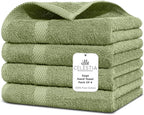 100% Cotton Hand Towel Set of 4, (16 x 28 inches) Sustainable, Soft, Highly Absorbent, Quick Drying, Combed Cotton Hand Towels Pack of 4 Ideal for Hotels, Spa, Bathroom, Dorm, Sage