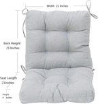 QILLOWAY Outdoor Chair Cushion for Patio Furniture, Waterproof Patio Cushions Set of 4 with Ties, Fade Resistant Replacement Pads for Outdoor Rocking Chairs,Silver,Grey