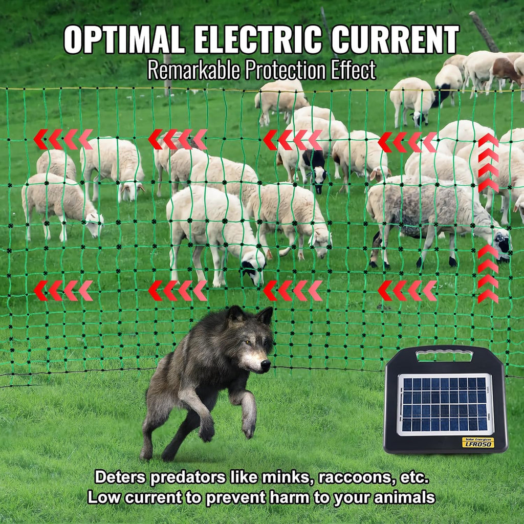 VEVOR Electric Fence Netting, 42"H x 164'L, PE Net Fencing with Posts and Double-Spiked Stakes, Utility Portable Mesh for Goats, Sheep, Lambs, Deer, Hogs, Dogs, for Farms, Backyards and Ranches