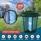 Flowtron Bug Zapper, 1 Acre of Outdoor Coverage with Powerful 40W Bulb & 5600V Instant Killing Grid, Electric Insect, Fly & Mosquito Zapper, Made in The USA - Green Color