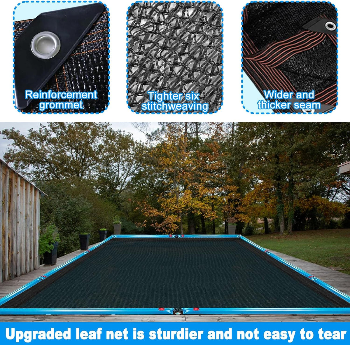 20 x 40FT Pool Leaf Net Cover- Thicken Rectangle Leaf Netting for Inground and Above Ground Swimming Pools Cover with Reinforced Gromments,Winter Above Ground Pool Screen Cover, Catching Leaves