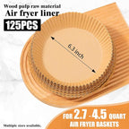 Air Fryer Disposable Paper Liners for Ninja AF101, 125 Pcs Round Parchment Cooking Liner for Airfryer, Microwave Oven, Frying Pan, 6.3 Inch Oil-proof Filters Sheets for 2 3 4 4.5 Qt Baking Basket