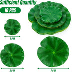 18PCS Lily Pads for Ponds Artificial Pond Plants Floating Flowers for Pool Aquarium Plants Lotus Flower for Fish Koi Pond Accessories for Outdoor Ponds Patio Pond Decorations 3Sizes
