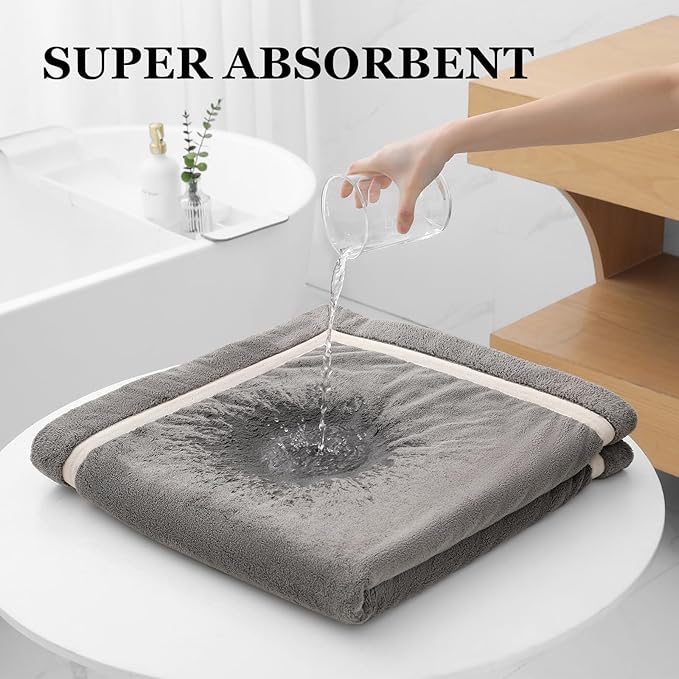 Extra Large Bath Sheets 40x80 Inches,Luxury Bath Towel,Super Soft & Absorbent,Oversized Microfiber Shower Towels for Bathroom,Yoga,SPA,Pool（Dark Grey 2Piece）