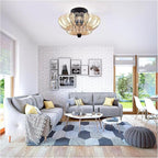Semi Flush Mount Ceiling Light,Modern Brown Ceiling Light Fixture with Clear Glass for Living Room Hallway Close to Ceiling Light Fixture,Kitchen Lighting Fixtures Ceiling,Bulbs Not Included