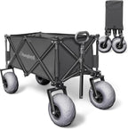 Beach Wagon with Big Wheels for Sand - All Terrain Steel Frame Utility Cart with 9" Pneumatic Tires, Collapsible Folding Design (Sand Warrior RX800 Black)