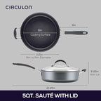 Circulon A1 Series with ScratchDefense Technology Nonstick Induction Sauté Pan with Helper Handle and Lid, 5 Quart, Graphite