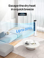 Dreo Tower Fan for Bedroom, 40" Evaporative Air Cooler, Cooling Fans That Blow Cold Air with 80° Oscillating, Removable Water Tank, 3 Modes 4-Speed, Remote Control, Quiet Floor Fan, White and Black