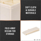 BINO 3-Pack Underwear Drawer Organizer - Beige | Sock Organizer | Drawer Organizer Dresser | Interior Drawer Organizer Storage | Dividers Dresser Drawers | Undergarment Scarf Tie Drawer Organizer