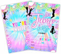 Tie Dye Trampoline Birthday Invitations,Let's Jump! Birthday Party Invite Cards（20 Count) With Envelopes, Fill In Style Invite Cards For Boys & Girls, Birthday Party Supplies-B06